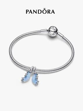 Pandora Sterling Silver Bracelet with Light Blue Moon Charms